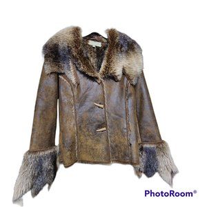 Scully brown faux suede faux fur jacket. Size Medium pioneer Western